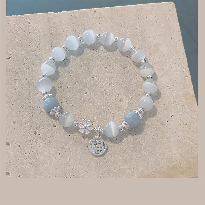 Опаловый морской синий браслет с сокровищами в лунном свете, легкий роскошный эластичный браслет