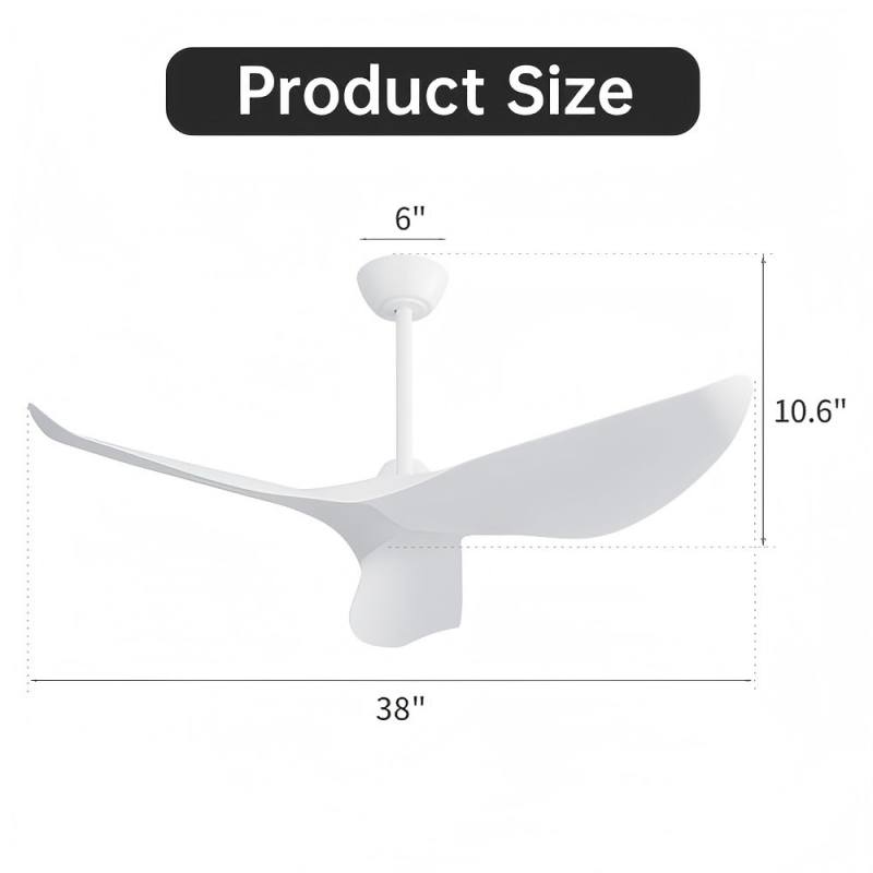 Sofucor 132cm /96.5cm indoor ceiling fan without light (6 speeds), 3 ABS blades, reversible DC motor for Bedrooms, 2 Colors Available