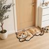 Cute Cat Floor Mat Bathroom Rug, Anti-Slip Absorbent Bath Washable Plush Home Safety Rug Kitty Door for Entrance Kitchen Decor Doorway Protector