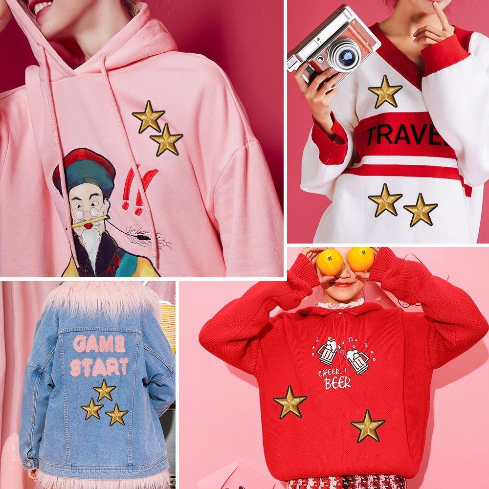 5/10Pcs Fabric Sew On Embroidery Applique Iron-On Patch Badge Stickers Stars Patches