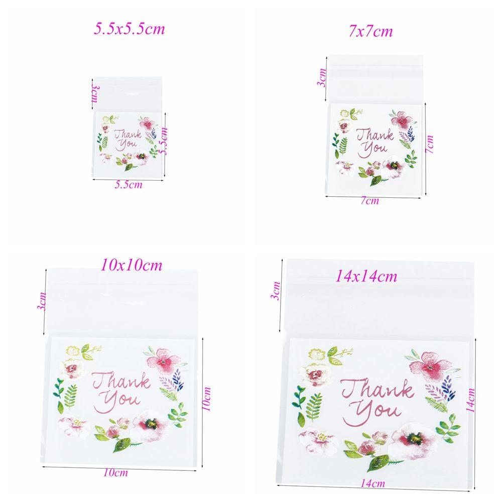 100pcs   4 Sizes Hot Wedding Favors Plastic Thank You Candy Bag Cookie Package Self-Adhesive