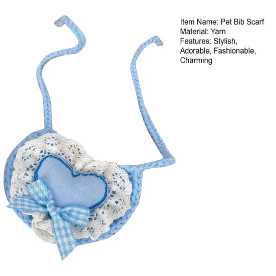 Cute Dog Lace Bandana Heart Design Puppy Cat Bib Scarf with Bow Knitted Saliva Towel for Small Medium Dogs Cats