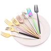 6Pcs/Set Tea Cake Snack Fork Dinnerware Cutlery Colorful Fork Set Mirror Stainless Steel Tableware Dessert Fruit Fork Silverware