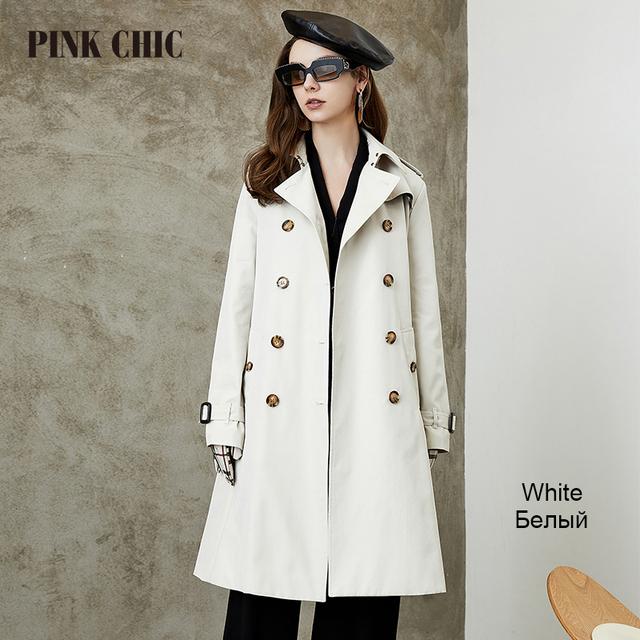 РОЗОВЫЙ ШИК, новая весенне-осенняя ветровка средней длины с воротником с лацканами, женский двубортный пояс, пальто в стиле ретро, Тренч Грейс 667