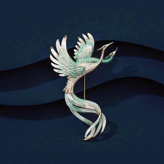 Брошь Феникс Блестящие Горный Хрусталь Красочный Реалистичный Феникс Свитер В Китайском Стиле Официальное Пальто Прищепка Для Одежды Ювелирные Изделия Подарок Аксессуары Для Одежды
