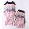 Modal Women's Short Sleeve Pajama Set with Built-In Bra, Plus Size, Wireless, Loose Fit Half Sleeve Top and Shorts for Homewear