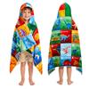 Kids Dinosaur Print Hooded Beach Towel Quick Dry Microfiber Bath Swimming Pool Shower