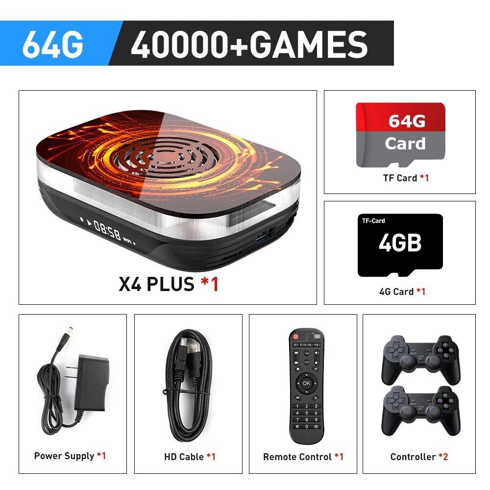 Суперконсоль X4 Plus, игровая консоль в стиле ретро для Sega Saturn/DC/Arcade/Naomi S905X4 4K TV 11 Box Game Player с 60000 играми