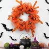 Halloween Wreath Pendant, Front Door Pendant Halloween Pumpkin Wreath Door Hanging