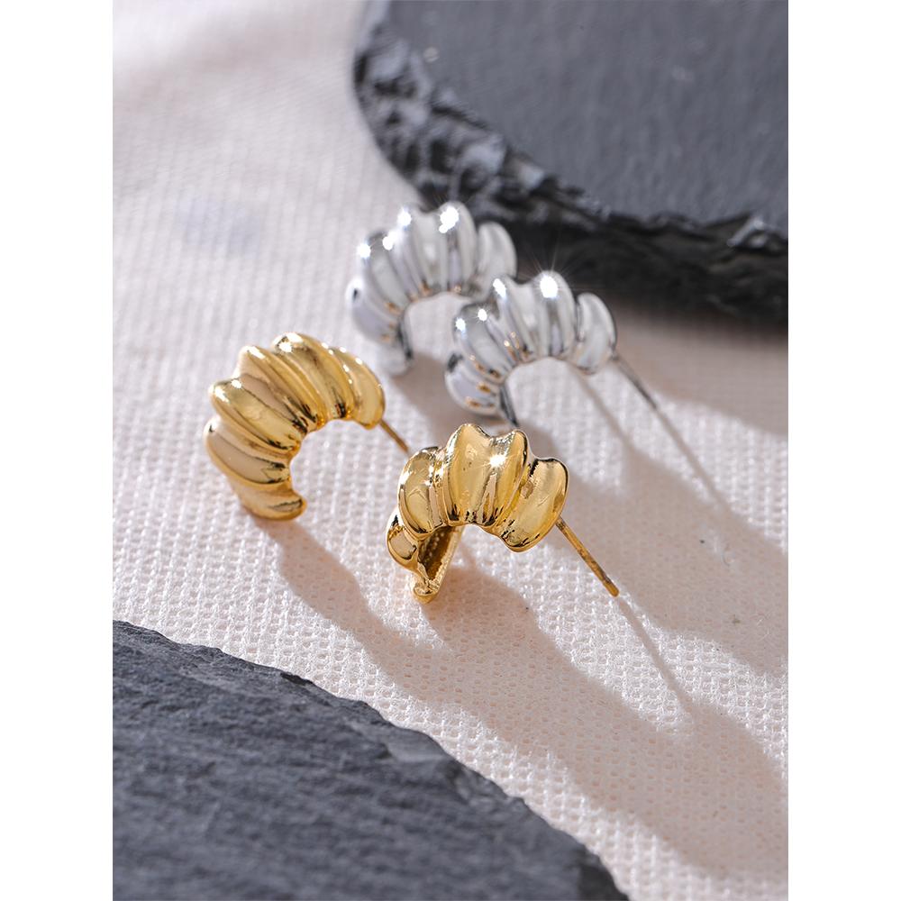 Eetit Отличительные металлические серьги C-образной формы с геометрическим рисунком, необычные серьги цвета золота, серебра, текстура, нержавеющая сталь, минималистичные ювелирные изделия, новинка