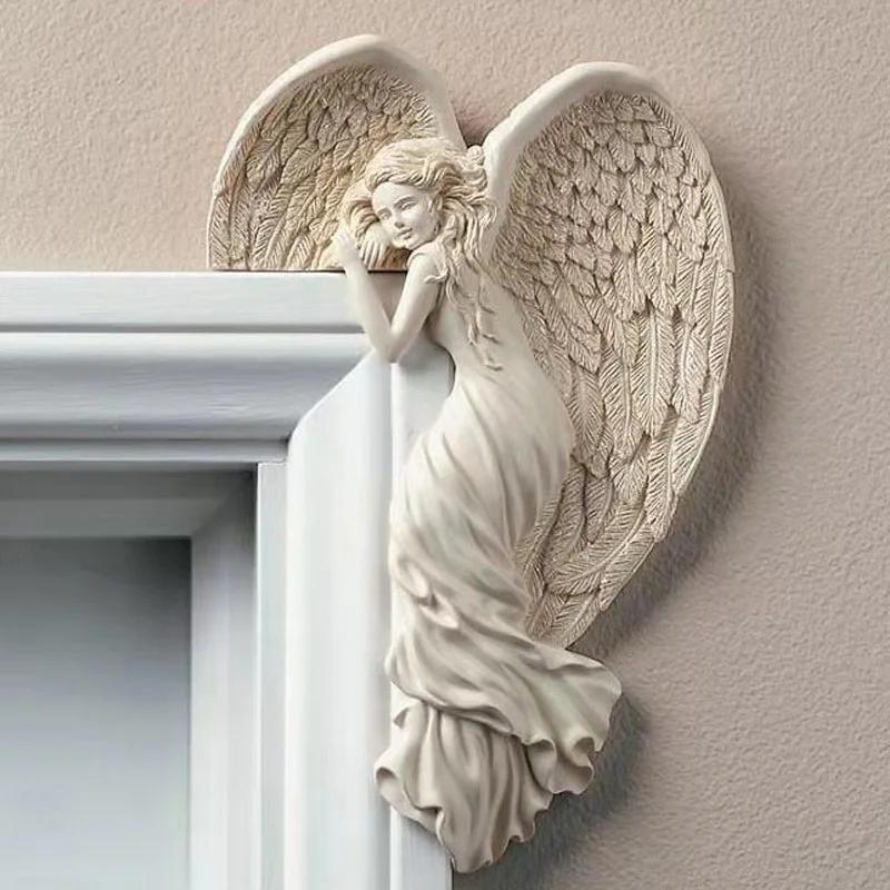 Angel Wings Home Gift Resin Craft Door Frame Ornament Indoor and Outdoor Garden Door Ornament