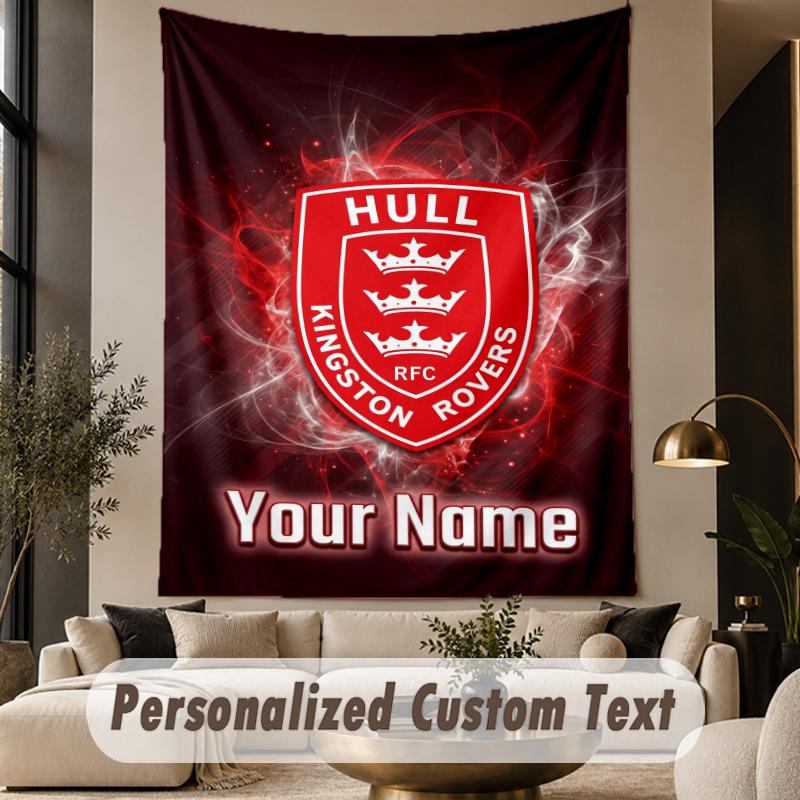 Custom Text Tapestry Hull KR Print Wall Tapestry Indoor Living Room Wall Decor