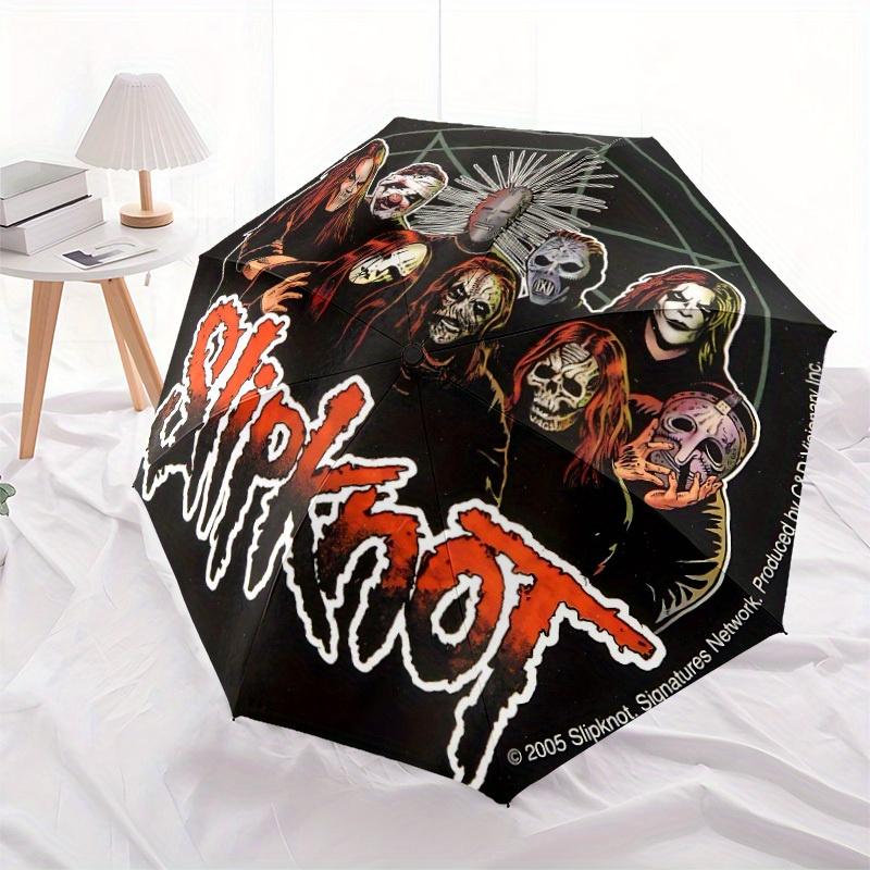 1 шт. Мерч группы Slipknot Автоматический открывающийся/закрывающийся зонт, Компактный дорожный зонт - - Праздничный аксессуар, Прочные спицы y250807108