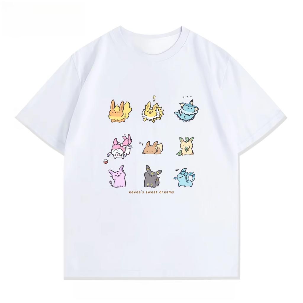 Покемон Мультфильм Ибрагимович Луна Солнце Аниме Футболка с коротким рукавом Мужская и Женская Повседневная с коротким и полурукавом