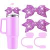 2 шт. силиконовый чехол для стакана с 2 шт. симпатичные блестящие бантики для стакана чехол для стакана 30 и 40 унций