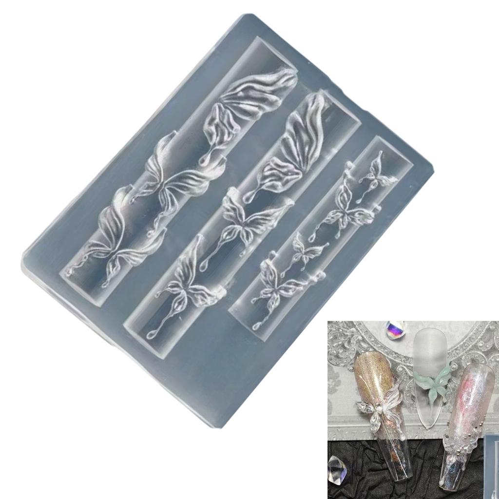 Silicone Nail Art Mold Accessory Molds Butterfly Theme 3D Nail Decorative Mold Silicone Texture for Various Nail Types