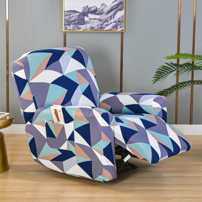 Elastic Full Cover Recliner Chair Slipcover Single Seater Sofa - Thick Fabric Dustproof Protector With Printed Patterns