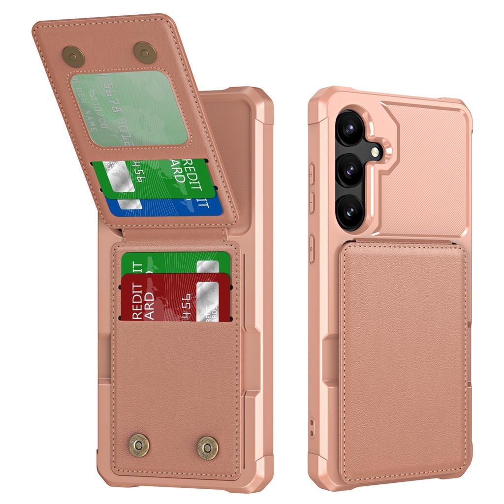 ZM11 For Samsung Galaxy A54 5G Case Card Slots PU Leather Coated TPU Kickstand Cover - Black
