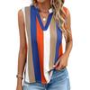 Летняя женская рубашка без рукавов, красочная полосатая блузка с v-образным вырезом