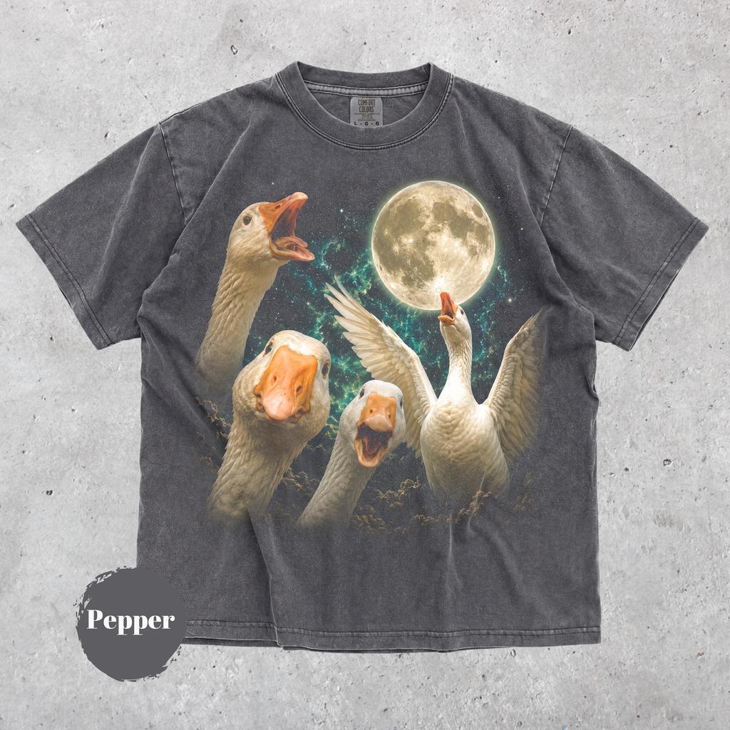 Goose Moon Shirt, Vintage Silly Goose Graphic Tee, Retro Farm Animal Tshirt, Funny Goose Lover Gift, Woodland Nature Aesthetic
