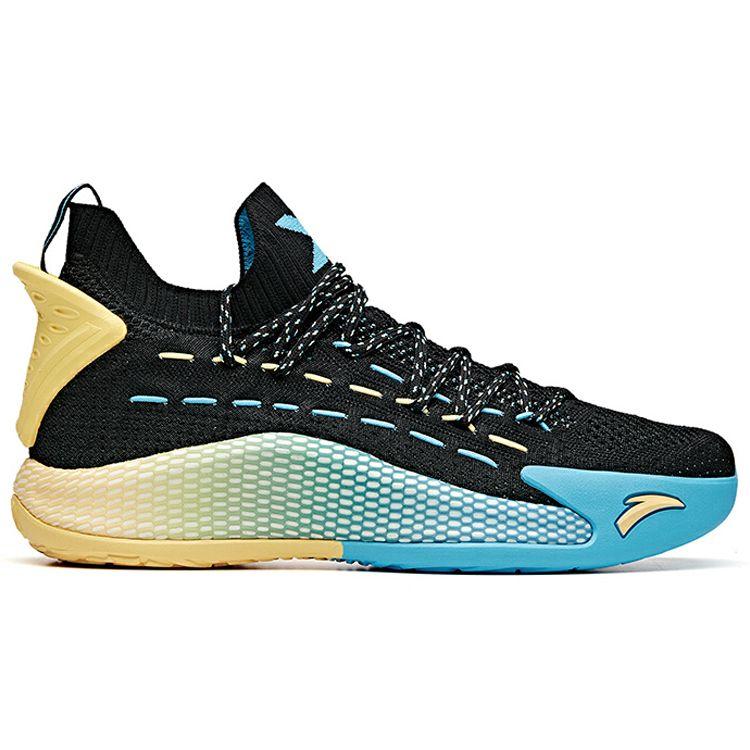 Anta KT5 Thompson PU Shock Absorption Non-Slip Wear-Resistant Mid-Top Basketball Shoes Men Basketball Shoes Black Blue Yellow 112021102-2
