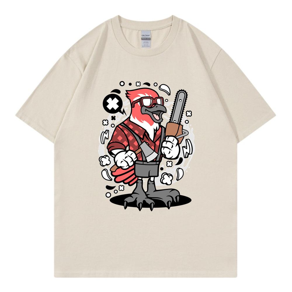 Женская футболка унисекс свободного кроя больших размеров с принтом «Птица-лесоруб», модная дышащая хлопковая одежда с коротким рукавом