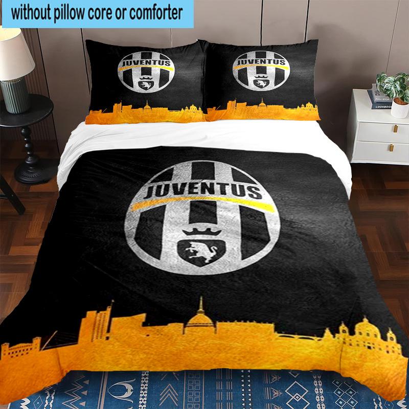 3pcs Juventus Football Club Printed Bedding Set Duvet Cover Closure Includes 1 Duvet Cover & 2 Pillowcases Bedding Sets Home Decor Gifts