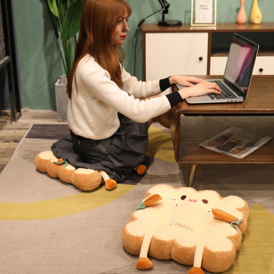 Bread Toast Cushion Cute Stuffed Chair Pad Seat Cushion with Anti-Slip Bottom for Office Chairs Kitchen Chairs Bedroom Floor Sitting
