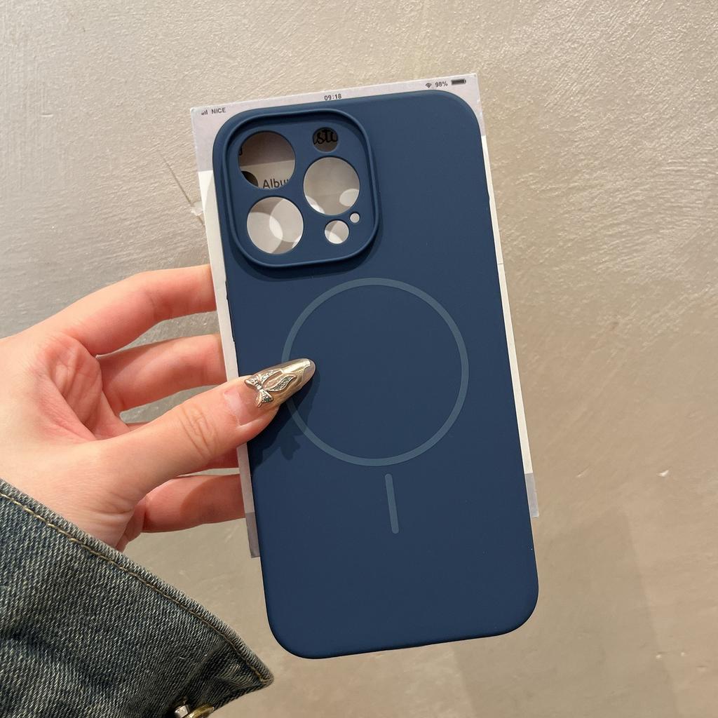 Применимо к iPhone 17 чехол для мобильного телефона из жидкого силикона с тонким кольцом, магнитный, Apple 16promax, чехол с мелкими отверстиями, полностью защитный