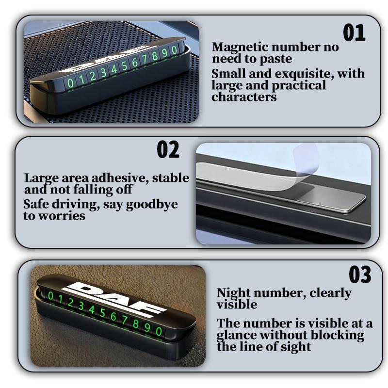For DAF Car Temporary Parking Card Phone Number Plate Accessories XF 95 105 CF LF VAN CF XG 106XF CF85 Truck