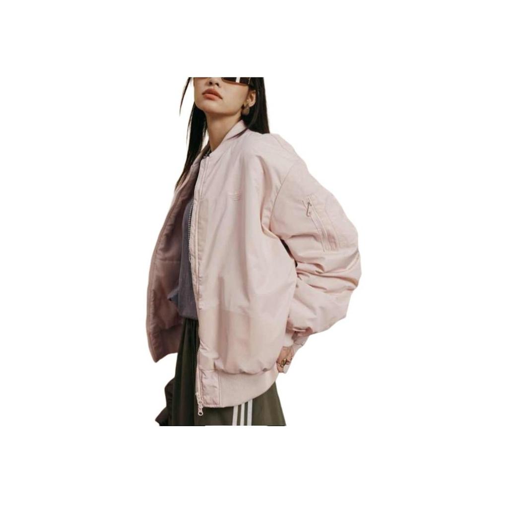 Adidas Оригинальная куртка на молнии с логотипом, спортивная куртка с воротником-стойкой, свободного кроя, с длинными рукавами, унисекс, Miracle-Quartz JL8382