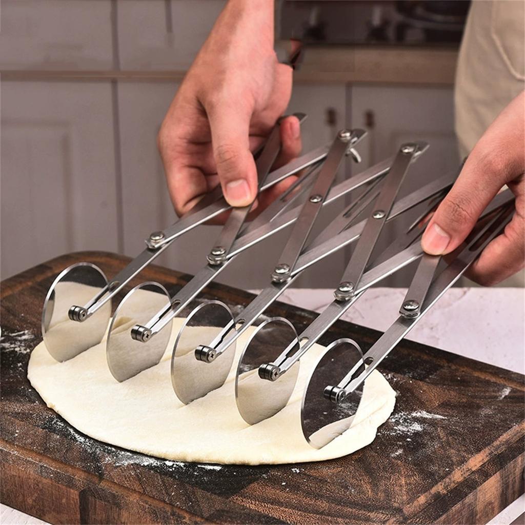 Выдвижной нож для теста с несколькими колесиками, нож-ролик для резки, многофункциональная резка теста, нож для пиццы из нержавеющей стали