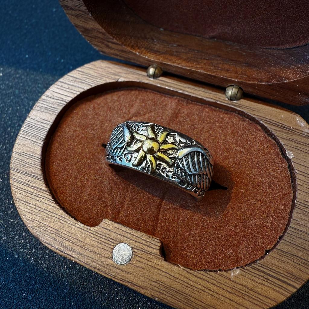 Ретро Золотые Крылья Солнца Граффити Регулируемое Открытое Кольцо Для Мужчин Панк Готика Дерзкий Медь Циркон Унисекс Винтажные Аксессуары Подарок