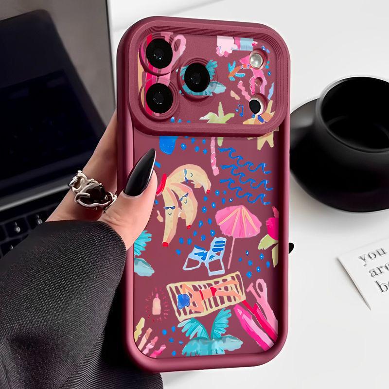 Ударопрочный чехол для телефона Для iPhone 17 Pro Max Мультяшная картина с отпуском Силиконовый чехол Для iPhone 16 Pro Max Чехол iPhone 15 14 13 12 11 16E Air