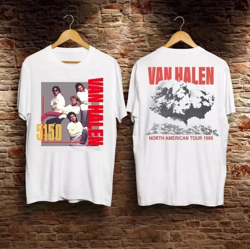 Винтажная футболка Van-Halen Hagar 5150 Tour 1986 Концерт Белая Мужская Рок-группа