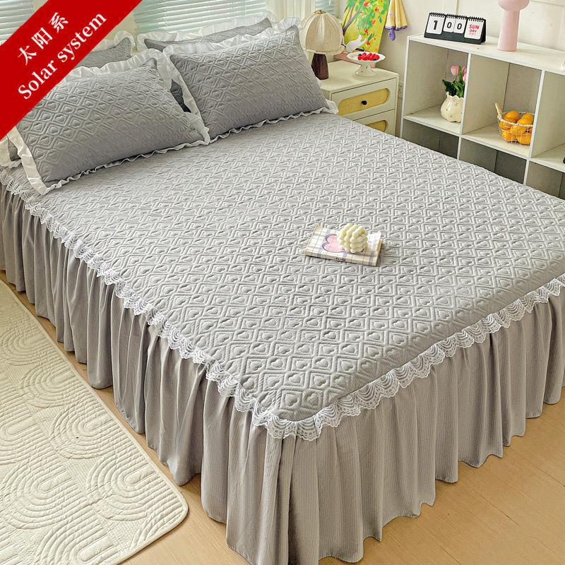 Bedclothes Four Season Universal Cotton Material Bubble Cotton Lace Bed Skirt Concealing Ugliness Hem Color Bed Sheet 150x200cm