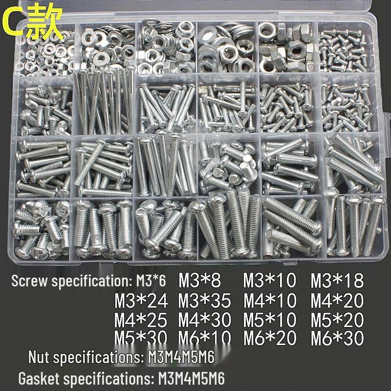 Набор ассорти винтов и гаек для ремонта дома с шайбами - Коллекция стандартных деталей