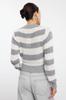Women's Elegance Style Sweater Navy Blue Crop V-Neck Striped Knitwear Sweater