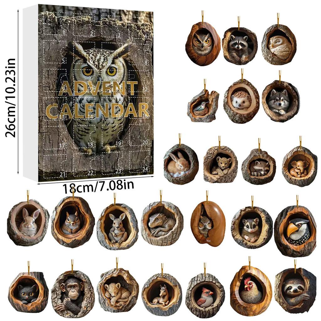 Christmas Pug Cat Horse Corgi Series Acrylic Advent Calendar With 24 Animal Figurines For Festive Decor