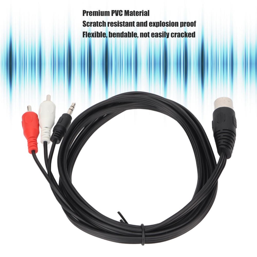 Male to Male DIN 8Pin to 3.5mm + 2RCA Cable Plug and Play Audio Connection Cable  Subwoofer Speaker