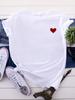 На груди маленькая красная сердечко принт футболка женская короткий рукав O-образный вырез свободная футболка летняя женская футболка топы Camisetas Mujer