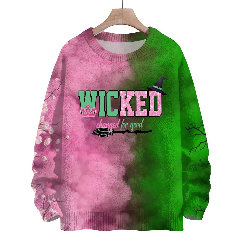 Рождественские толстовки для женщин Вязаный свитер Милая рубашка Осенний свитер с круглым вырезом Топы