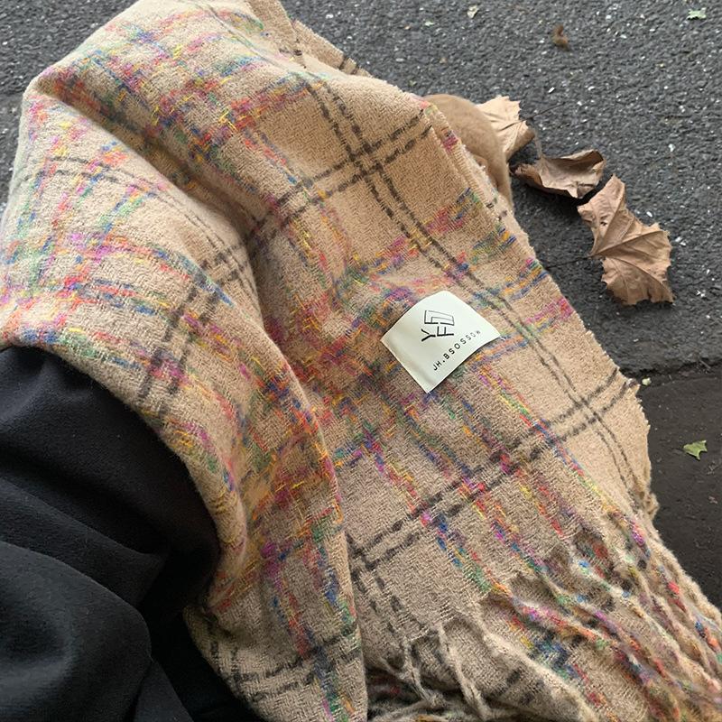 Red Striped Scarf for Women Winter Atmospheric Retro Autumn Winter Neck Warmer Couple Warm