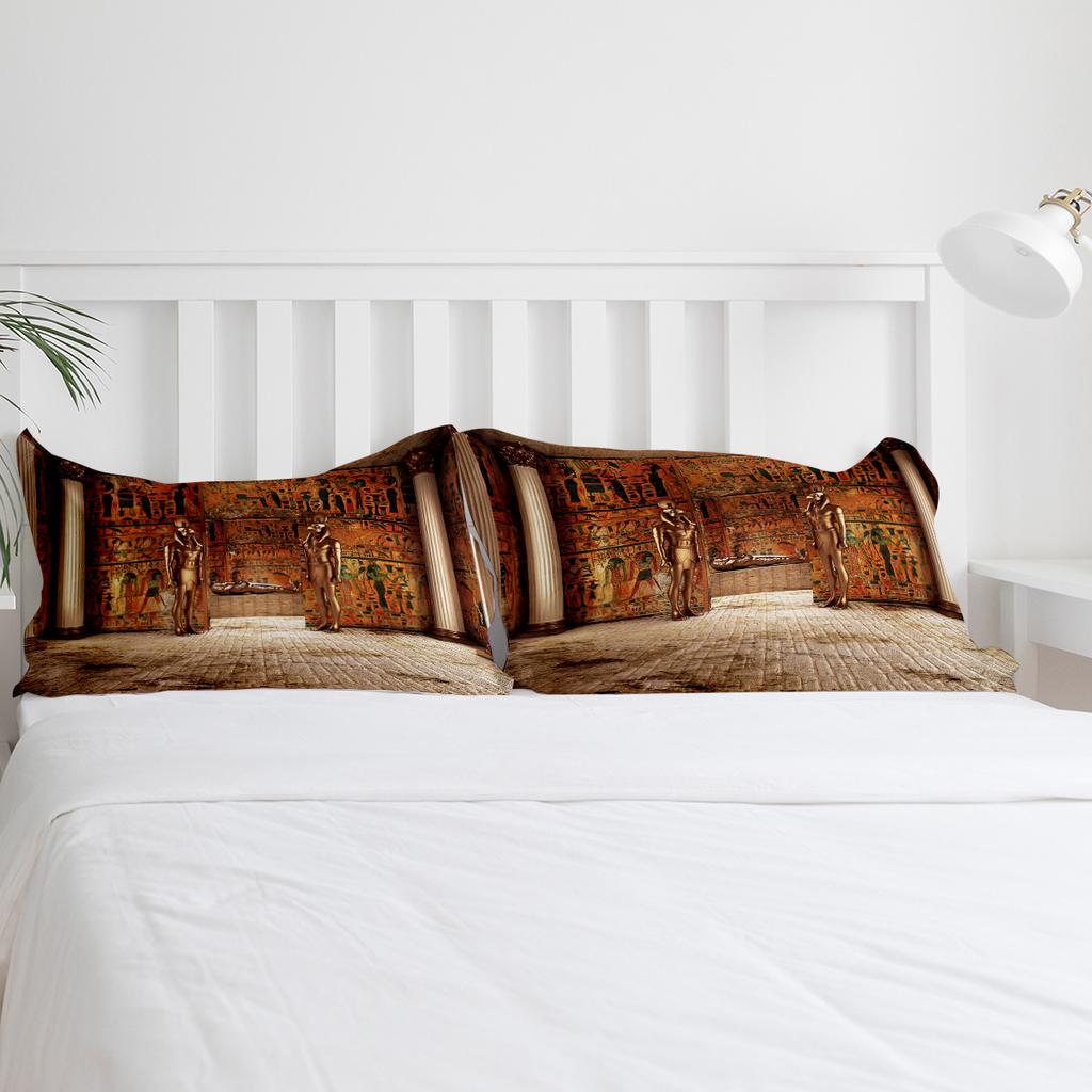 Гробница Фараона Египет Золотая Гробница Постельное Белье 3шт Пододеяльник Наволочка Детский Взрослый Покрывало Двуспальный Комплект Домашний Текстиль