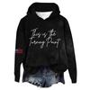 Women's Hooded Long Sleeve Printed Flannel Top Hooded Sweatshirt