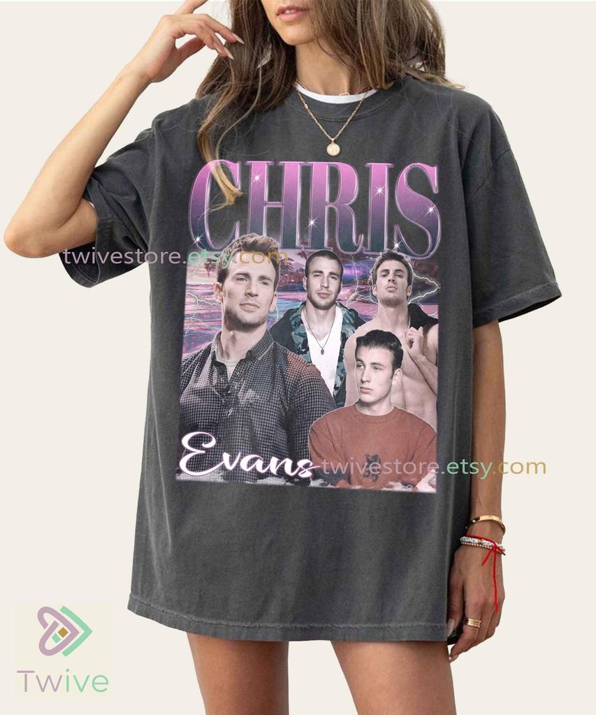 Chris Evans Fan Merch Comfort Colors Shirt, Vintage Movie Gift Tee, Classic Actor Retro Style, Trending Hollywood Oversized T-Shirt