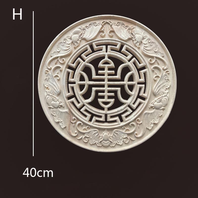 Round Chinese Dragon Wood Carving Applique Antique Onlays Mouldings Wood Figurines for Furniture Decoration Vintage Decor Floral