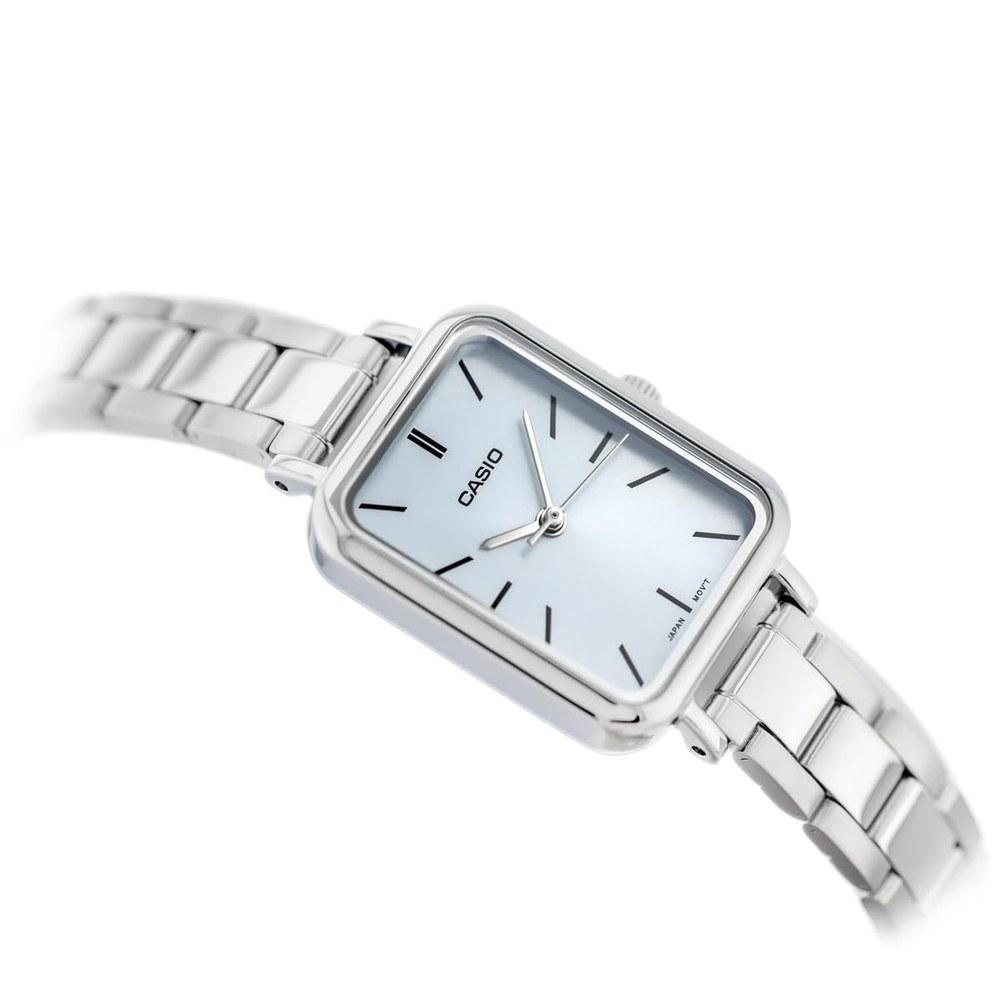 Casio LTP-V009D-2E Women's Rectangular Dress Watch Stainless Steel Blue Dial Black Casual