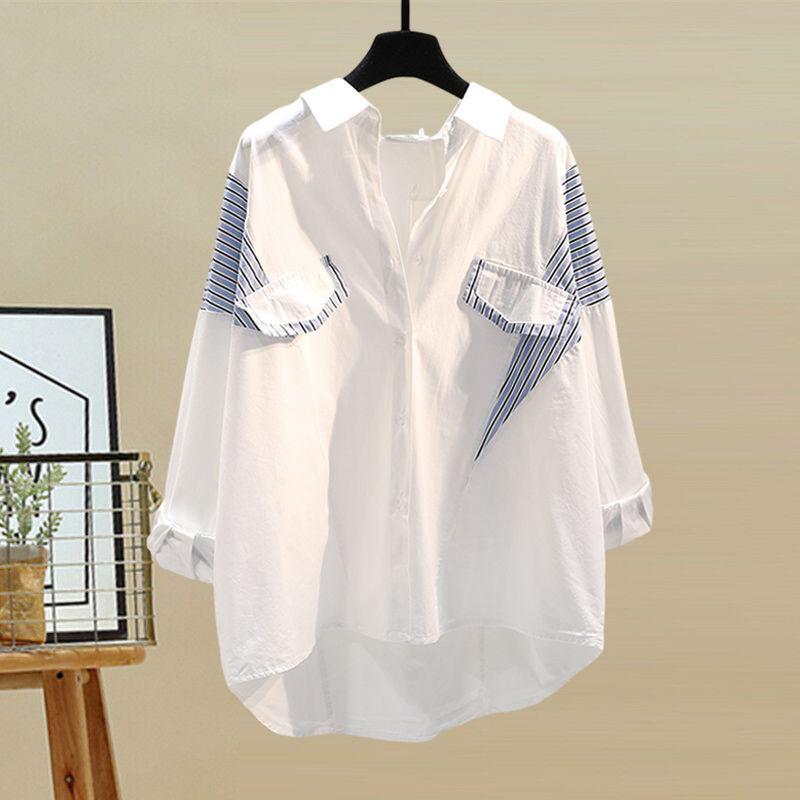 Women Spring Summer Striped Long Sleeve Shirt+Vest+Jeans 3-Piece Suit Korean Elegant Cardigan Denim Pants Matching Set