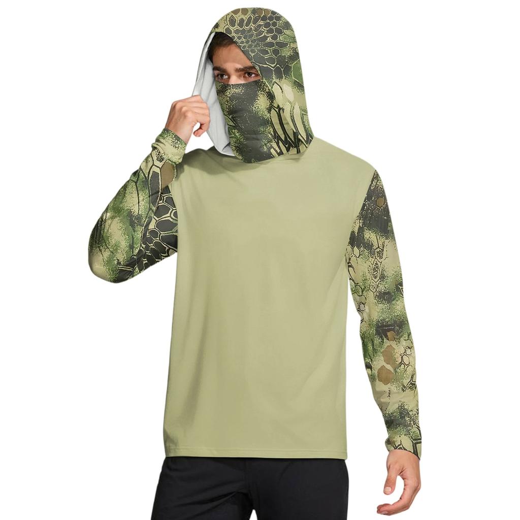 Мужская рубашка с маской Легкая с длинным рукавом Капюшон Для пеших прогулок Рыбалки Для выступлений